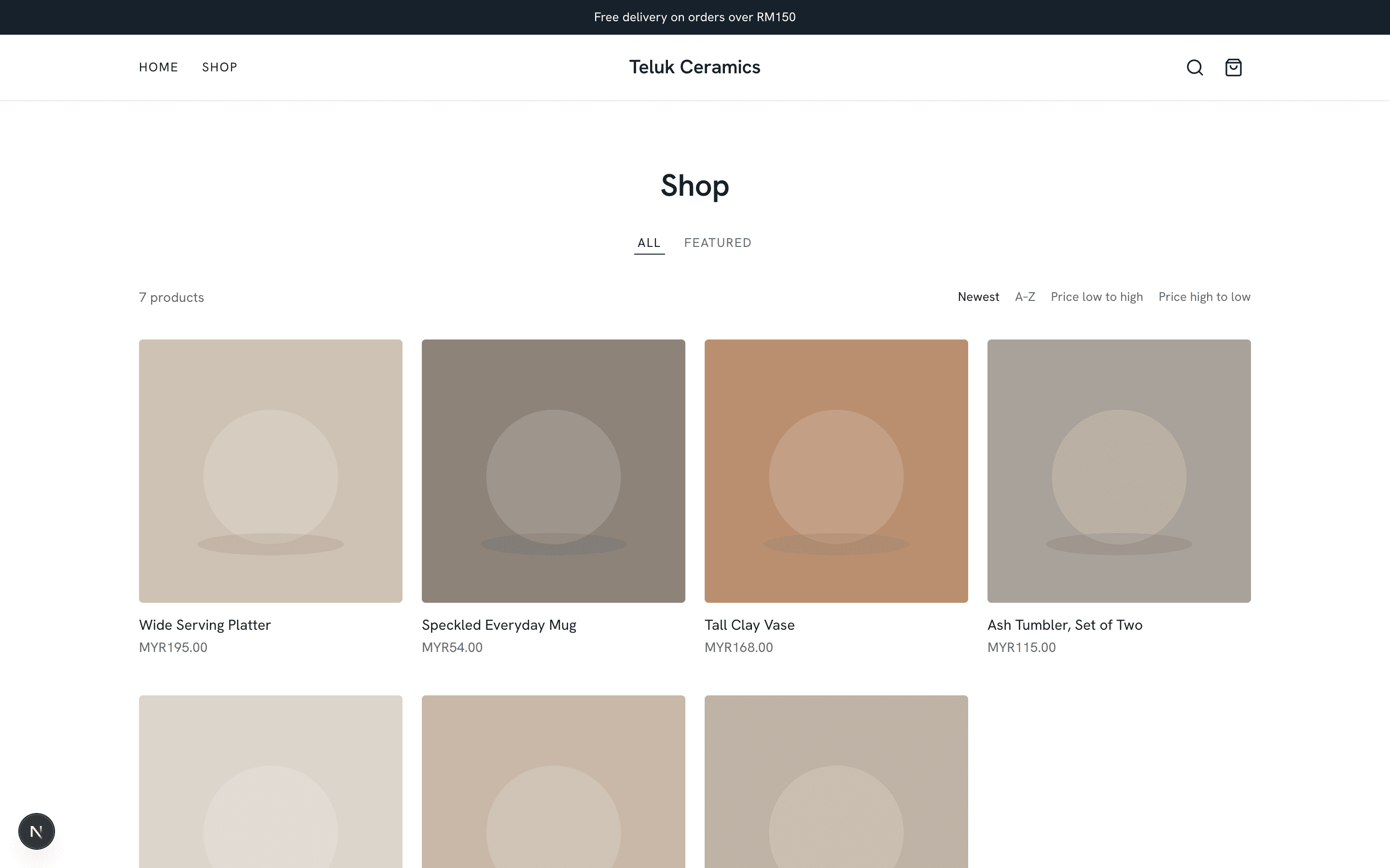 A merchant storefront on its own subdomain